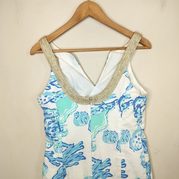 Lilly Pulitzer Emery Shift Dress Barefoot Princess Gold Metallic - Picture 8 of 10